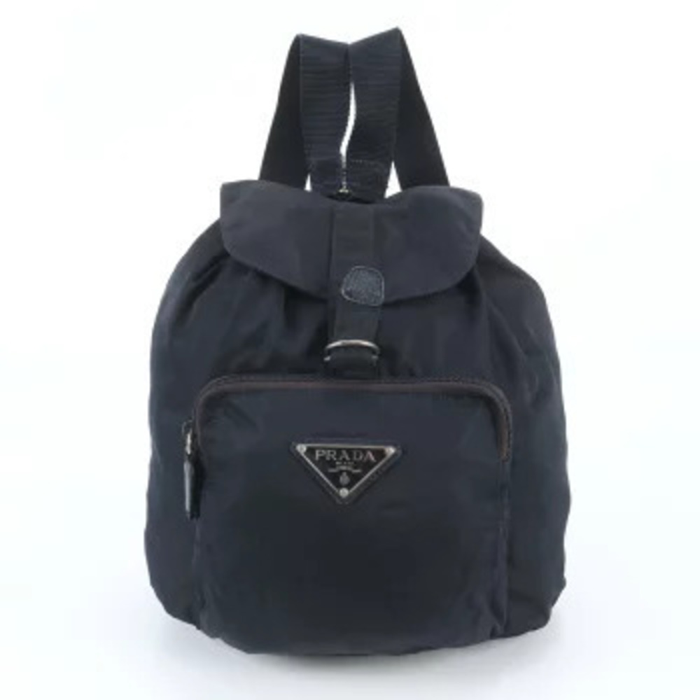 Prada Tessuto Backpack Triangle Leather Accents White